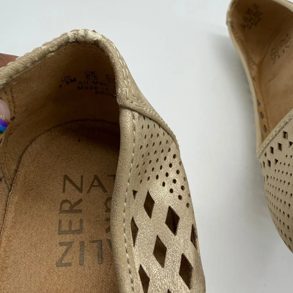 Naturalizer Brina Gold‎ Perforated Wedge Pumps Shoes Womens 7.5M